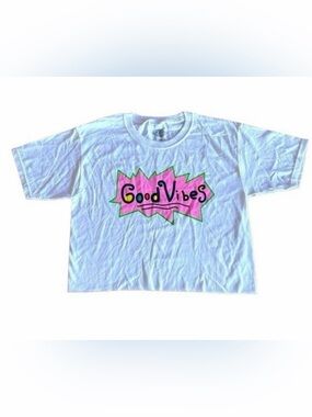 Good Vibes Graphic Tee - White & Pink